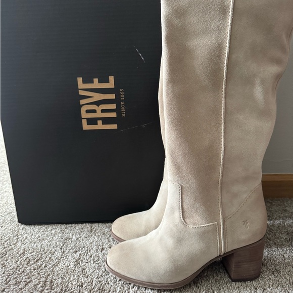 Frye Beige Suede Knee-High Boots - Picture 3 of 4